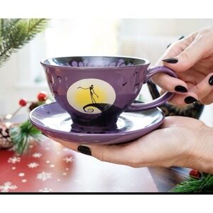 Nightmare Before Christmas Skellington Tea Cup Set Purp Ceramic Halloween Box A